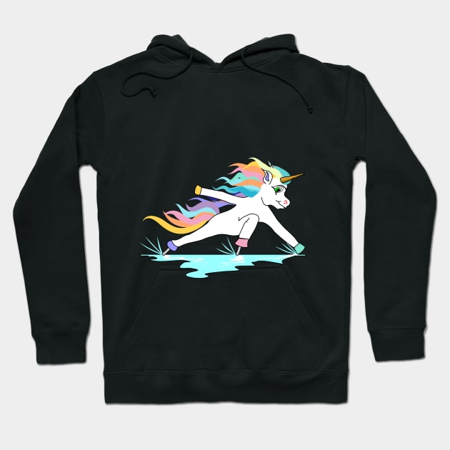 Cute fast ice skating unicorn in great inclined position Hoodie by FancyTeeDesigns